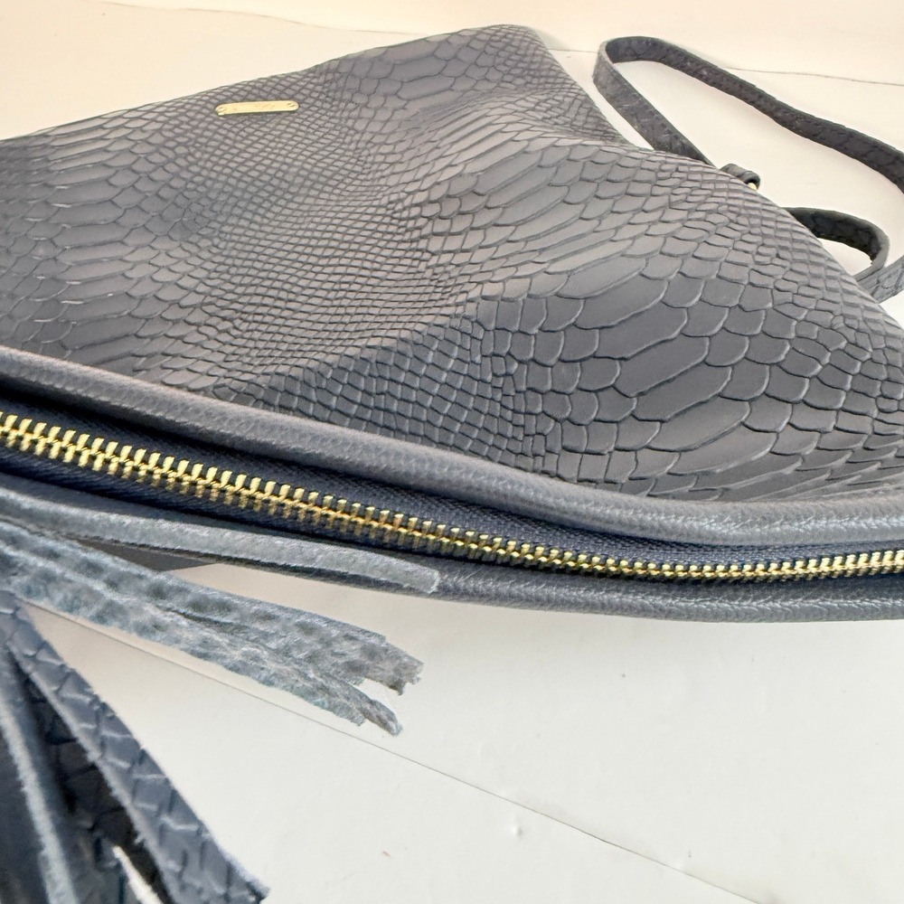 Gigi New York Python Embossed Foldover Tassel Cro… - image 5